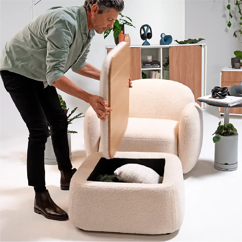 Mesa de centro Elements Berti 3 em 1 (Mesa + Puff + Baú)